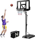FANTASK Basketballkorb Outdoor mit Ständer, Basketballständer 135-305 cm höhenverstellbar, Basketballkorb mit 2 Rädern & Gewichtssack, Mobile Korbanlage Basketballanlage
