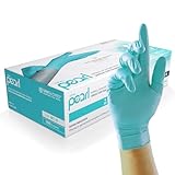 UNIGLOVES Aqua Blue Pearl Nitril-Untersuchungshandschuhe - vielseitig einsetzbar, puderfreie und latexfreie Einweghandschuhe - Box mit 100 Handschuhen, Türkis, Groß (GP0094)