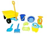 Bieco Stabiler Strandwagen Set 9 TLG., Handwagen mit Spielzeug Sandspielzeug Bollerwagen Strandspielzeug Kinderspielzeug Sandspielzeug Wagen zum Hinterherziehen, bunt, 06000219