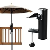 Ulikey Sonnenschirmständer, Schirmständer Balkon, Sonnenschirmständer Balkongeländer, Sonnenschirmhalter aus Metall, Feste Clip Halterung Schirmständer Für Balkon, Terrasse Oder Tisch, Camping