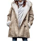 Keepink Hoodies für Damen, Winter, dicke Sherpa-Jacke, warmes Fleece gefüttert, Knebelverschluss, Parka, langärmelig, Knopfübermantel, Übergröße, Kapuzenjacke, Dufflecoat, Kapuzen-Tunika, Sweatshirt