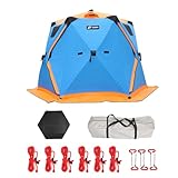 LGHQGHXF Eisfischerzelt for 1 Person – Tragbarer Unterstand Im Nabenstil – Isoliertes Pop-Up-Zelt for Eisfischen, Mehrere Größen, 6 Anker, 6 Seile Und Tragetasche(Blue,2.6M)