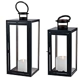 Marrakesch 2er Set Gartenlaterne Laterne 39cm & 27,5cm | Laternen für Draußen Marra Schwarz modern als Gartendeko