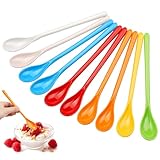 Rairsky 10 Stück Plastiklöffel Lan, Lange Bunte Plastik Löffel, Joghurtlöffel Melamin, Kaffeelöffel Lang Kunststoff, Dessertlöffel, Eislöffel, Teelöffel Langer Stiel Plastik, Marmeladenlöffel