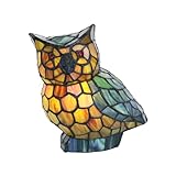Tokira Tiffany Tischlampe E14, Eule Farbiges Glas Klein Tischlampe, DIY Vintage Deco Nachtlicht, Bettleuchte, Schlafzimmerbeleuchtung, Restaurant Licht[Ohne Glühbirnen]