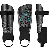 Northdeer Jungen Schienbeinschoner Fussball mit Knöchelschutz - Shin Guards für Kinder Mädchen (Schwarz M)