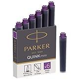 Parker Tintenpatronen für Füller | kurze Patronen | lila QUINK Tinte | 6 Stück