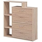 KADIMA DESIGN Moderner Schuhkipper MASSA Holz 2 Fächer Sonoma Eiche 12 Paar Schuhe | Schuhschrank 85 x 24 x 93 cm | Schuhkommode Flur mit Ablage Regal