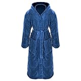 Gräfenstayn® Damen & Herren Kuschelfleece Bademantel mit Kapuze Größe S-XXXL mit Öko-Tex Standard 100 Flanell Fleece (XL, Blau)