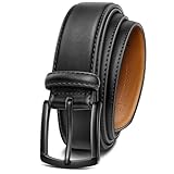 KEMISANT Ledergürtel Herren, Gürtel Herren Leder 35mm für Business und formelle Anlässe,Anzuggürtel Begleiter zu Männer Businessschuhe(Schwarz,130cm/44-46' taille verstellbar)