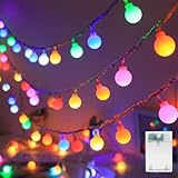 LED Lichterkette Kugel, 30 LED Batterie Lichterketten, Bunt Globe Lichterkette 3 M, Lichterketten für Innen, Balkon,Terrasse, Garten, Partys, Weihnachten, Hochzeit