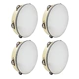 Oshhni 4pcs 8 Zoll Holz Tamburin Spielzeughand gehaltene Drum Kids Musical Educational Beat Instrument