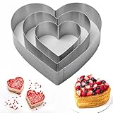 WWYSSZ 3 Stück Herzbackform-set, 10/15/20 cm Herz Backform Edelstahl Tortenring Herzform Kuchen Kuchenform Backrahmen Groß, für Tortendeko Back Zubehör Schichtkuchen Urlaubs Party