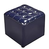 Sitzwürfel, gepolstert, Leder, quadratisch, Massivholz, 40,6 x 40,6 x 35,6 cm, Blau