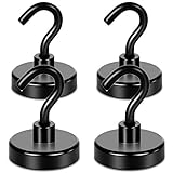 Neosmuk Magnethaken, 48kg Extra Starke Magnetische Haken für Camping, Werkstatt, Spind, Kleiderhaken mit Neodym Magnet für Outdoor und Kreuzfahrt Zubehör, Schwarz,4er-Pack