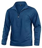 KEFITEVD Langarmshirt Herren mit Fleece Pullover Half Zip Freizeitshirt Weich Longsleeve Warm Wandern Radshirt Dünn Ski Rolli Blau XL