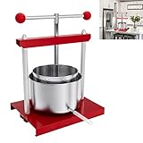 Aufun Obstpresse 3L Obstpresse Manuell Saftpresse aus 430 Edelstahl, Fruchtpresse Weinpresse, Pressung für Trauben, Obst, Fleisch, Herbs, Käseherstellung, inkl. Auffangtopf mit Auslaufrohr (3L)