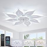 YUNLONG Deckenventilator mit Beleuchtung und Fernbedienung App Leise, 75 cm Led Lampen Deckenlampe mit Ventilator Weiß, 106W, 8600Lm, Dimmbar, Reversibler DC Motor, für Schlafzimmer Wohnzimmer, Küche