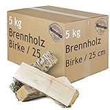 Brennholz Kaminholz Birkenholz Holz Auswahl 5-500 kg Birke Für Ofen und Kamin Kaminofen Feuerschale Grill Feuerholz Holzscheite 25 cm Kammergetrocknet Flameup, Menge:5 kg