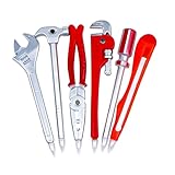 JUFYVO 6 Stück Hardware-Handwerkzeug-Stifte, Neuheit, schwarze Tinte, Kugelschreiber, gemischter Stil, Schreibwaren, Schraubenschlüssel, Hammer, Schraubendreher, Schreibstift für Schule, Büro, Zuhause