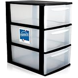 Schubladenbox A4 Schubladenschrank Kunststoff Schreibtisch Organizer mit 3 transparenten Schubladen Aufbewahrungsturm (8,71L Schubladen)