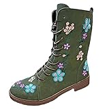 Cowboy Stiefeletten Damen - Cowboystiefel Damen Sommer Halbstiefel Sommerstiefel Stickereien Cowboy Boots Niederung Retro Westernstiefel Blockabsatz Übergangsstiefel | Schwarz,Beige Gr.36-42