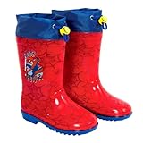 PERLETTI Marvel Spider Man Regenstiefel für Kinder - Spiderman Wasserdichte Stiefel Kleine Jungen Kindergarten - Regen Kinderstiefel Gummistiefel mit Rutschfeste Sohle und Kordelzug (Rot, 28/29 EU)