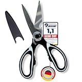 Küchenschere Edelstahl vom Scherenpalast, Geflügelschere, Mehrzweck Haushaltsschere, Stoffschere, Schere mit Schutzhülle für Geflügel, Knochen, Fisch, Kräuter & Gemüse, Dosenschneider, Nussknacker