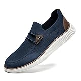 CAIQDM Bequeme nackte Slip-On-Loafer für Herren hautfreundliche rutschfeste Innensohlen Walking-Freizeitschuhe Retro-Mode leichte und atmungsaktive Outdoor-Fitness-Joggingschuhe Dunkelblau EU 46