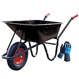 DIVID® Schubkarre 250Kg | 100Liter | Luftreifen mit Stahlfelgen | Schiebkarre | Bauschubkarre | Gartenschubkarre | Transportkarre mit robustem Stahlrahmen (Schwarz)
