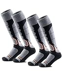 WEIERYA Skisocken,Thermische Gepolsterte Ski Socken für Skifahren,Snowboarden,Outdoor Wintersport für Herren Damen,Schwarz 2 Paar (41-44)