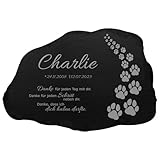 mtb more energy Gedenktafel Grabstein Schiefertafel ''Pfotenweg'' - personalisierbar - auswählbare Gedenk-Sprüche - 33x22cm - Links abfallend - Gravur Gedenkplatte Haustier Hund