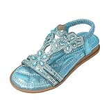 QJDFLL Kleinkinder Sandalen Strass Slingback Sandalen Sandalen Elastischer Knöchelriemen Casual Bohemian Strandschuhe Kinderschuhe Sommer Jungen(Blau,30.5)