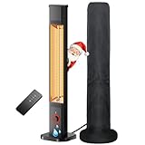Heizstrahler Terrasse 2000W, Infrarot Standheizstrahler Outdoor mit 8 Heizstufen, 8H Timer, 1s Heizung Kohlenstofffaser-Rohr-Heizung, IP65 Wasserdicht Terrassenstrahler Innen & Außen, Balkon