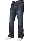 Herren-Jeans, Bootcut-Schnitt, ausgestelltes Bein, weit, blaue Denim-Jeans Gr. 32W x 32L, Dark Wash A31