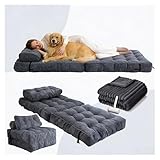 SJWJWOO Hundebett Menschengröße, 190x85x20cm, 3-in-1 faltbares Decke Inklusive Human Sized Dog Bed für Sehr Große Haustiere,Gray