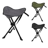 Mojawo 3-Bein Hocker Anglerhocker Klapphocker Campinghocker Falthocker Outdoor Tragegurt max 100Kg Tragbar faltbar, Farben:Schwarz
