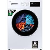 Samsung Waschmaschine Front Slim WW80FG3M05AW/ET, 8 kg, LED-Display, desinfizierender Dampf, Frontlader, Gehäuse: Weiß, Bullauge und Display: Schwarz, 59,5 x 85 x 46,5 cm