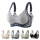 1er Pack Klassische BHS Damen Ohne Bügel Komfort Nahtlos BH Set Sport BH Push Up mit Verstellbarem Bustier Große Brüste Unterwäsche Starker Halt Trainings Schlaf BHS Gepolstert für Alltag Yoga,M