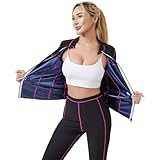 Weyot Saunaanzüge Damen, Schwitzanzug Damen Zum Abnehmen, Damen Sauna Effekt Anzug Gewichtsverlust Fitness Body Shaper Trainingsjacke Saunahose Blue,2XL