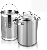 Spargeltopf 304 Edelstahl Spargel Gemüsedämpfer Nudelkocher Pommes Frites Topf mit Siebkorb und Deckel Gas Elektro Induktion Spülmaschinenfest