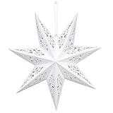 Capaneus Papierstern Weihnachten, Aushöhlen Faltsterne Weihnachten 45 cm Ø Weiß, Papiersterne zum Aufhängen, Lampenschirm Stern, Papierstern für Fensterdeko Weihnachtsdeko Weihnachtsbaum