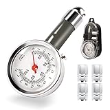 Reifendruckprüfer Reifendruckmesser mit 4 Autoventilen Reifendruck Prüfer für Reifen Präzision Reifendruck Messgerät Mechanisches Reifendruckmessgerät 0-100Psi für Auto, Fahrrad und Motorrad