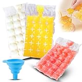 100 Stück Eiswürfelbeutel, Darryy Eiswürfel Tüten, Eiskugelbeutel, Bis zu 2400 Eiswürfel, praktische Eisbeutel, Eisformen für Wasser, Getränke, Cocktails, Säfte und andere Eiswürfel