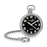 Hermann Jäckle Konstanz Taschenuhr – 47 mm Quarzwerk, Mineralglas, Kette & Reiseetui I Qualitätshandwerk