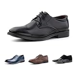Hitmars Anzugschuhe Herren Lederschuhe Faux Business Oxford Derby Schuhe Hochzeits Klassischer Schnürschuh Männer HW2-Schwarz EU46