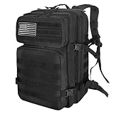 Militär Rucksack Herren,45L Groß Rucksack Wasserdicht Outdoor Assault Survival Wanderrucksack Herren, Taktischer Backpack Geeignet für Jagd,Wandern,Camping und Andere Outdoor-Aktivitäten (Schwarz)