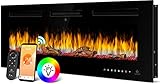 KESSER® Elektrokamin Wandkamin Elektrischer Kamin mit Heizung 9 Farbmodi LED flammeneffekt, 900/1800 W 127 cm Kaminofen Wand und einbaukamin Wandmontage App-Funktion Fernbedienung Touchscreen