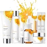 Vitamin C Gesichtspflege Set für Teenager-Mädchen, Skin Care Set Anti-Aging Feuchtigkeitsspendende Hautpflege Set, Tagespflege & Nachtpflege, Geschenkset für Frauen (8-tlg)