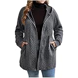 Dyhxuan Kapuzenjacke Damen Große Größen Sweatjacke mit Kapuze Reißverschluss Hoodie Casual Jacquard Longjacke Einfarbig Langarm Sweatshirt Jacke Herbst Winter Kapuzenpullover Mantel